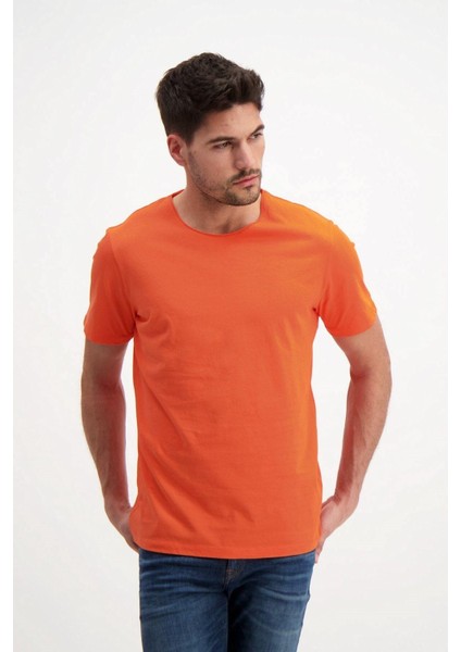 Turuncu Erkek Yıkamalı Basic T-Shirt fiyatları