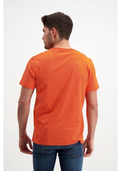 Turuncu Erkek Yıkamalı Basic T-Shirt modelleri