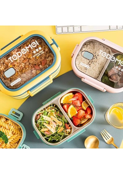 2 Bölmeli Paslanmaz Çelik Sızdırmaz Saklama Kabı Beslenme Kabı 0,85 Lt. Yeşil-Sarı Ithal Ürün fiyatları