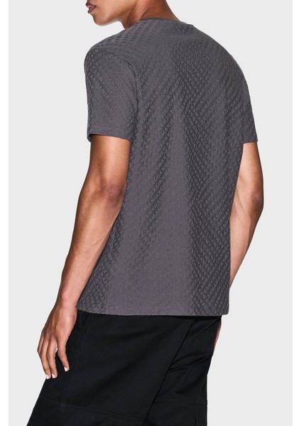 Jakarlı Tamamı Logolu Pamuklu Regular Fit Bisiklet Yaka T Shirt Erkek T Shirt XM001431 AF10337 F8039 modelleri