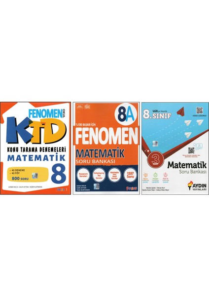 Fenomen 8. Sınıf KTD+8A+AYDIN 3 Adım Matematik (3 Kitap)