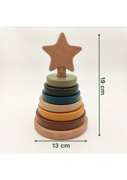 Montessori Disk Kulesi | 8 Parçalı Ahşap Eğitici Oyuncak | 12 Ay ve Üzeri Için El-Göz ve Dikkat Geliştirici