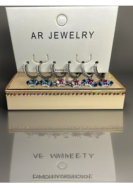 Kadın Vip Seri Zirkon Taşlı Karışık Figürlü 6'lı Küpe Paslanmaz Kararmaz fırsatları