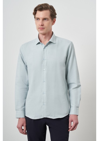 Erkek Yeşil Slim Fit Italyan Yaka Gömlek