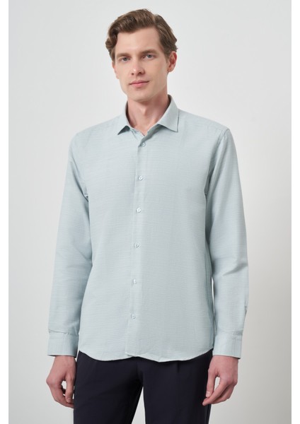 Erkek Yeşil Slim Fit Italyan Yaka Gömlek modelleri