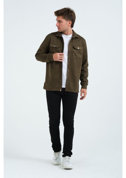 Haki Erkek Süet Gömlek Tişört Üstü Kalın Gömlek Yeşil Ceket fiyatları