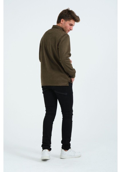 Haki Erkek Süet Gömlek Tişört Üstü Kalın Gömlek Yeşil Ceket modelleri