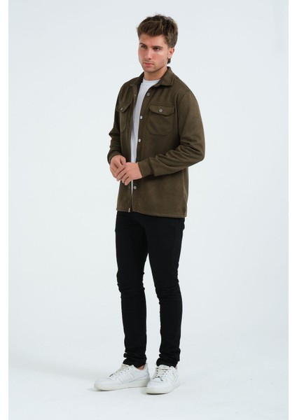 Haki Erkek Süet Gömlek Tişört Üstü Kalın Gömlek Yeşil Ceket fırsatları