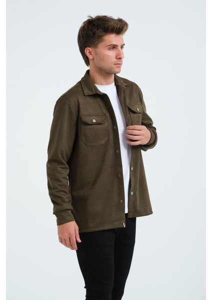 Haki Erkek Süet Gömlek Tişört Üstü Kalın Gömlek Yeşil Ceket indirimleri