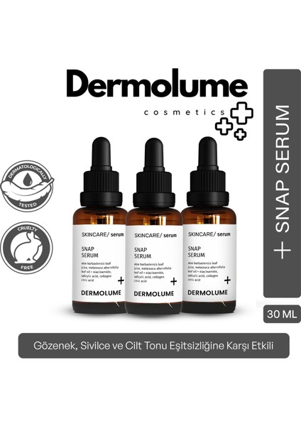 Akne ve Siyah Nokta Karşıtı 3'lü Snap Serum | Salisilik Asit & Çay Ağacı | Kurutucu Etki | 30 ml