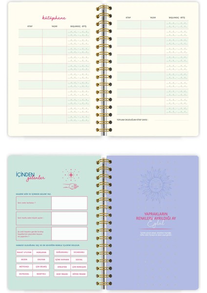 A5 Spiralli Süresiz-Motivasyon Sayfalı-Haftalık Planlayıcı Ajanda