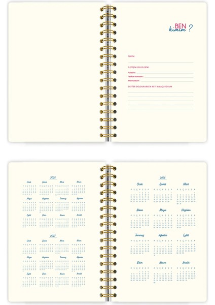 A5 Spiralli Süresiz-Motivasyon Sayfalı-Haftalık Planlayıcı Ajanda