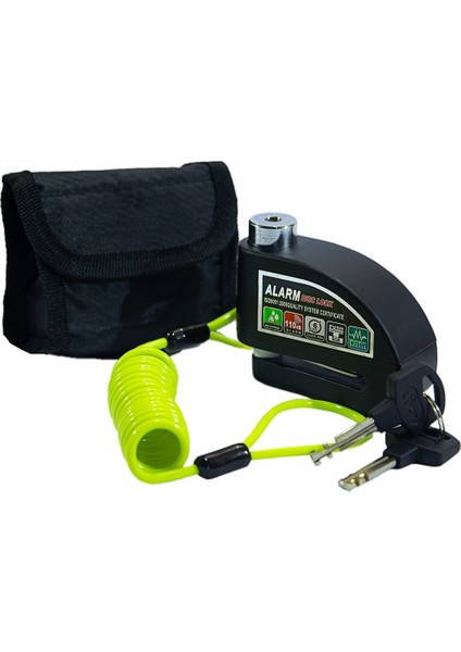 Disk Kilit HSB125 Siyah Alarmlı Kablolu