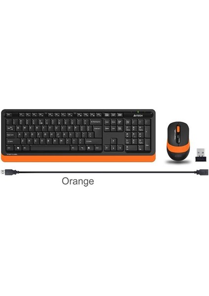 FG1010 Nano Alıcı 2000DPI Kablosuz Multimedia Türkçe Klavye + Mouse Seti - Siyah/Turuncu fırsatları