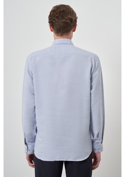 Erkek Mavi Slim Fit Italyan Yaka Gömlek indirimleri