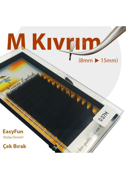 İpek Kirpik 0.07 M Kıvrım Mix Kutu 8-15MM - Easyfun Çek Bırak İpek Kirpik