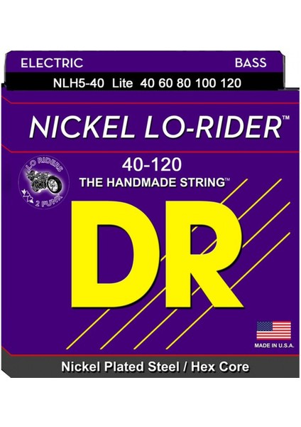 Nlh5-40 Nickel Lo-Rider 5 Telli Bas Gitar Teli (Light 40-120)