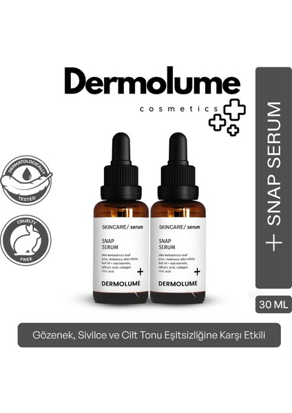 Akne ve Siyah Nokta Karşıtı 2'li Snap Serum | Salisilik Asit & Çay Ağacı | Kurutucu Etki | 30 ml