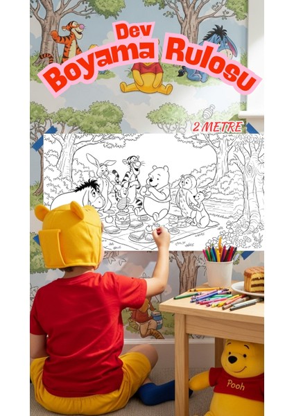 Winnie The Pooh Dev Aktivite Rulosu - 2 Metre Boyama