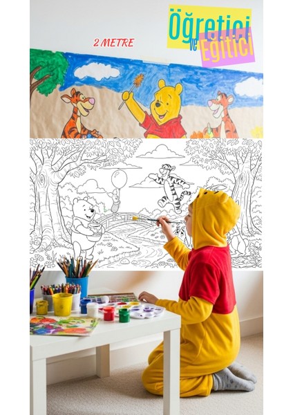 Winnie The Pooh Dev Aktivite Rulosu - 2 Metre Boyama modelleri