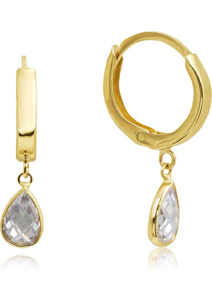 14 Ayar Altın Taş Sallantılı Halka Küpe