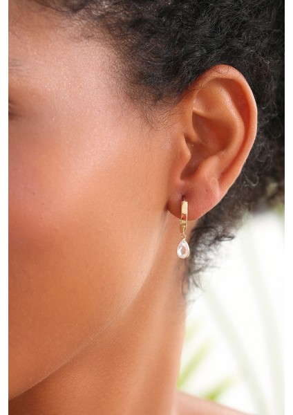 14 Ayar Altın Taş Sallantılı Halka Küpe modelleri