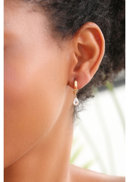 14 Ayar Altın Taş Sallantılı Halka Küpe fırsatları