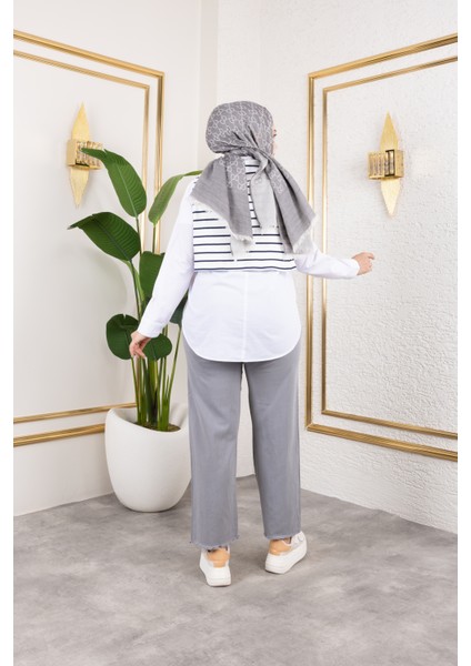 Beli Lastikli Keten Pantolon - Gri / A0104 indirimleri