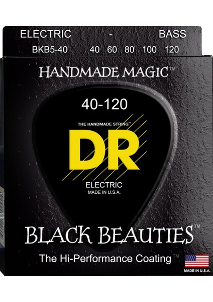 Bkb5-40 Black Beauties Siyah 5 Telli Bas Gitar Teli (Light 40-