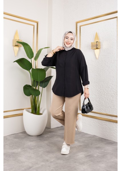 Beli Lastikli Keten Pantolon - Vizon / A0104 fırsatları