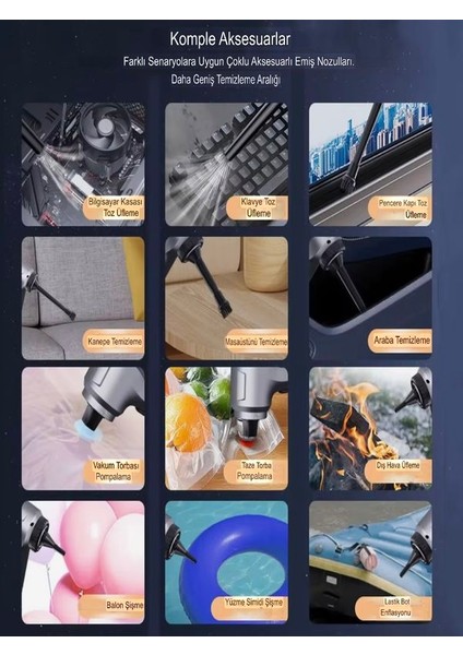 120W 6000MAH 17000PA Vakumlu Üflemeli Araç Içi El Süpürgesi Kablosuz Taşınabilir Şarjlı Mini Süpürge fırsatları