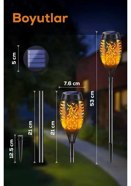 10’lu Güneş Enerjili Alev Efektli LED Meşale | Solar Bahçe Aydınlatması ve Dış Mekan Lambası fırsatları