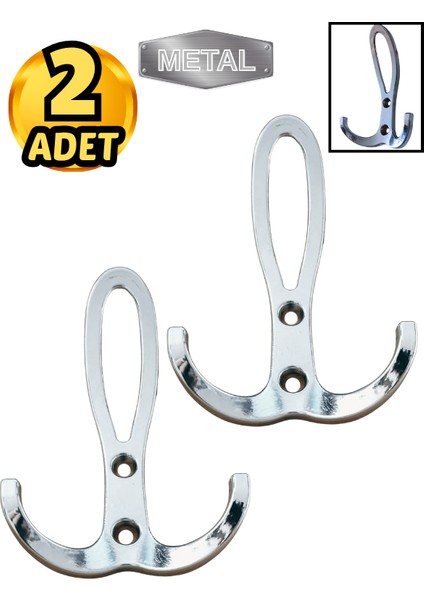 Metal Okyanus Krom Portmanto Askısı Duvar Tipi – 2’li