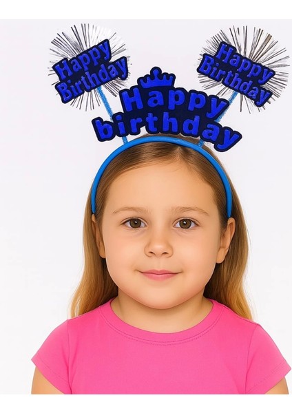 Doğum Günü Kutlaması Için Mavi Taç – Işıltılı Yazılı Parti Tacı