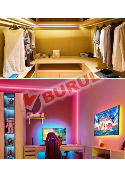 2.5 Metre Yeşil Işık Esnek Neon LED Şerit Dimmer Kumandalı Dekoratif Aydınlatma Seti SB-6538