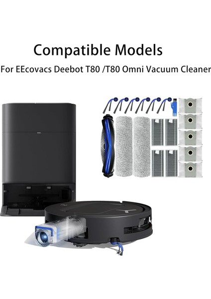Ecovacs Için Aksesuar Kiti Deebot T80/T80 Omni Vakum Süpürge Ana Yan Fırça Hepa Filtreler Toz Torbaları Yedek Parça (Yurt Dışından) modelleri