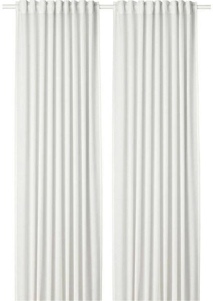 Hılja Fon Perde 145 x 300 cm Beyaz 2 Kanat Polyester Makinede Yıkanabilir Işık Filreli