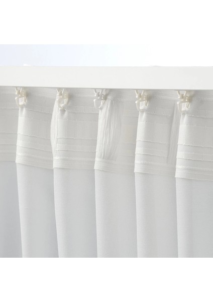Hılja Fon Perde 145 x 300 cm Beyaz 2 Kanat Polyester Makinede Yıkanabilir Işık Filreli modelleri