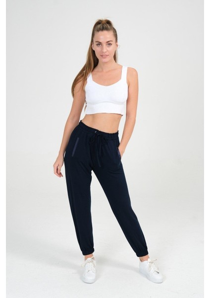 Viskon Dar Paça Lastikli Kadın Pantolon