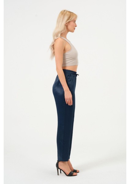 Kadın Yüksek Bel Parlak Saten Pantalon fırsatları