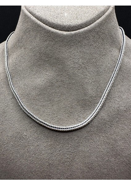 2,2 mm Kare Tilki Kuyruğu Zincir Erkek Gümüş Kolye