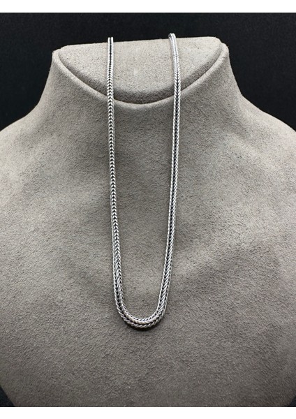 2,2 mm Kare Tilki Kuyruğu Zincir Erkek Gümüş Kolye modelleri