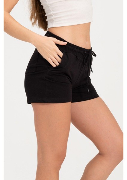 Kadın Siyah Şort Mini Spor Şort modelleri