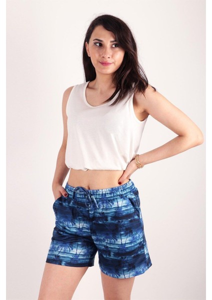 Kadın Desenli Kısa Şort