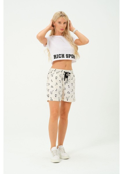 Kadın Desenli Keten Şort modelleri