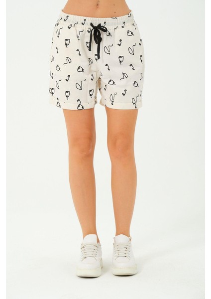 Kadın Desenli Keten Şort fırsatları