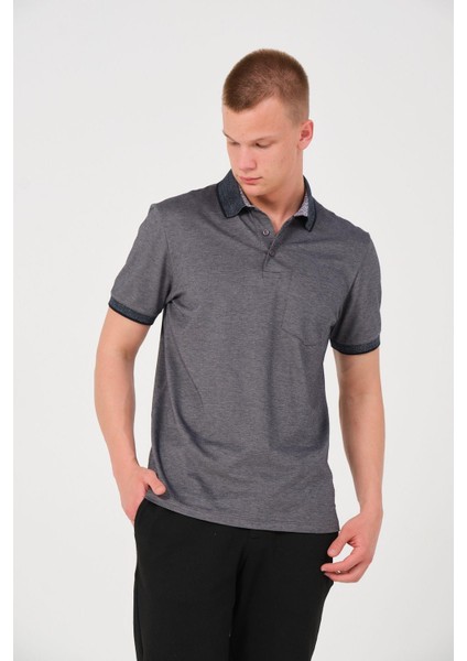 Erkek Düz Renk Cepli Polo Yaka Tişört T-Shirt