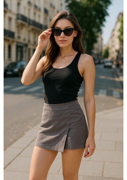 Gri Şort Etek