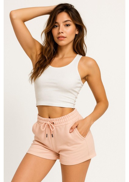 Kadın Pembe Şort Mini Spor Şort