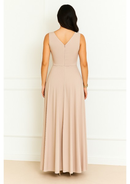 Kemeri Taşlı Krep Kolsuz Abiye Elbise 2789 modelleri